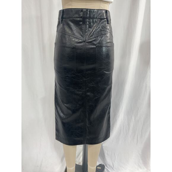 Isabel Marant �toile 'Angele' Black Faux-Leather Midi-Skirt Size 2 - Picture 3 of 5